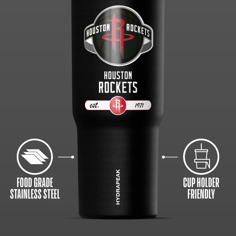 Hydrapeak x NBA Officially Licensed Houston Rockets 32 oz Nomad Tumbler with Handle and Straw Lid, Leakproof Stainless Steel Water Bottle - Image 2